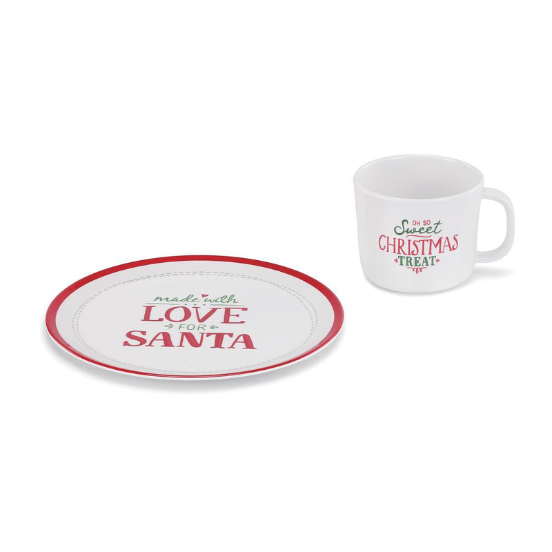 Christmas Melamine Milk & Cookies Set - Made for Santa