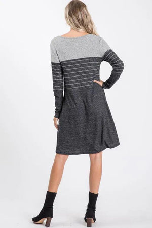 Laurel Brushed Hacci Long Sleeve Dress - Black