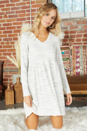 Xael V-Neck Long Sleeve Dress - Heather Grey