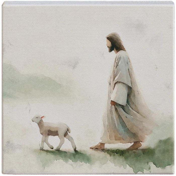 Jesus Walking Lamb - Small Talk Square