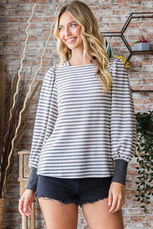 Ashley Boat Neck Top - Grey