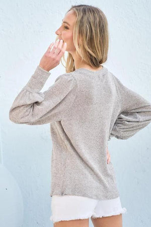 Georgia Sweater Look Knit Top - Taupe