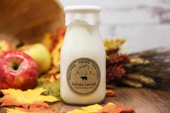 Milk Bottle Candle - Autumn Leaves