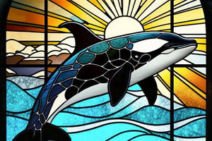 Mini Jigsaw Puzzle - Stained Glass Orca