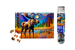 Mini Jigsaw Puzzle - Colorful Moose Wildlife Forest