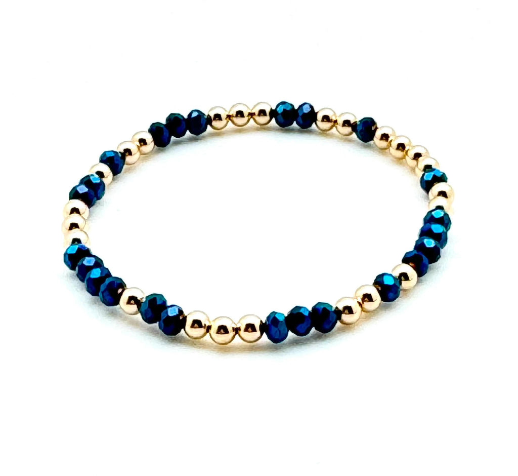 NLHD 14K Gold Filled + Metallic Blue Crystals Bracelet