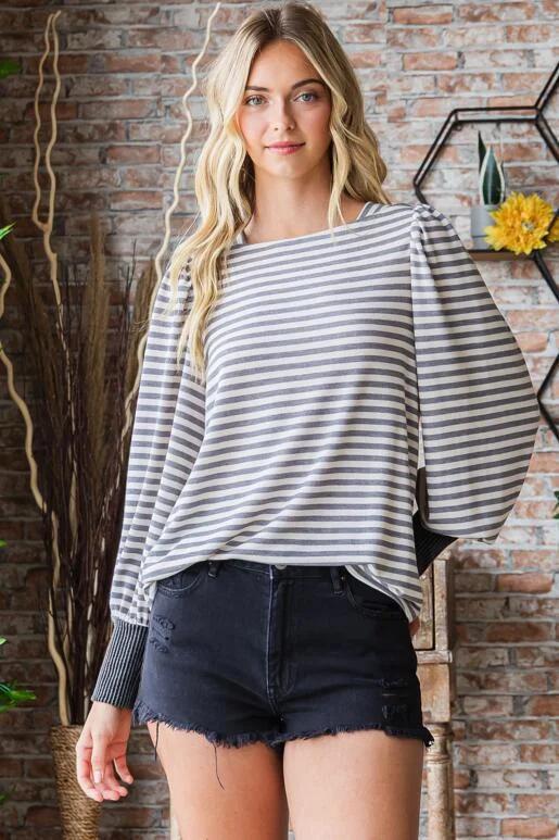 Ashley Boat Neck Top - Grey