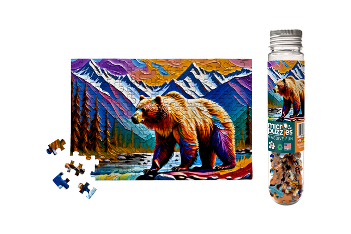 Mini Jigsaw Puzzle - Colorful Bear - Grizzly Mountain