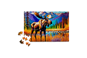 Mini Jigsaw Puzzle - Colorful Moose Wildlife Forest