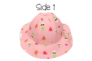 Kids UPF50+ Patterned Sun Hat - Flamingo/Fruit