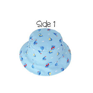 Kids UPF50+ Patterned Sun Hat - Sailboat/Submarine