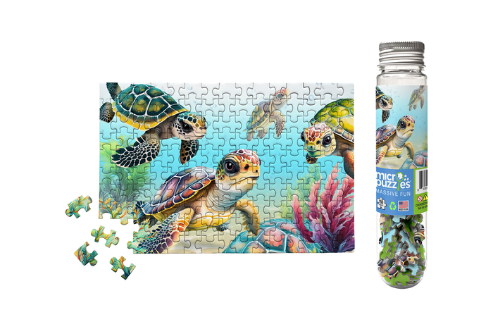 Mini Jigsaw Puzzle - Flippin Awesome Sea Turtle - Marine Life