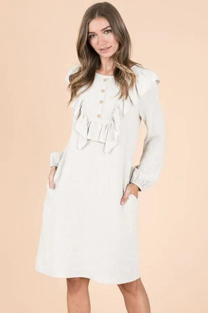 Blossom Long Sleeve Dress - Oatmeal