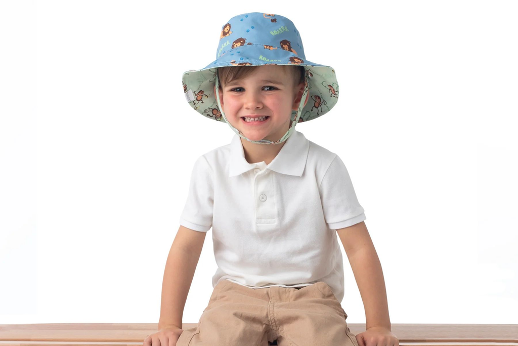 Kids UPF50+ Patterned Sun Hat - Lion/Monkey