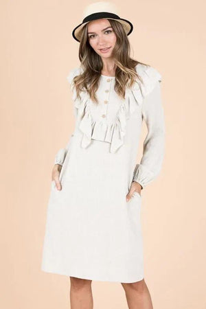 Blossom Long Sleeve Dress - Oatmeal