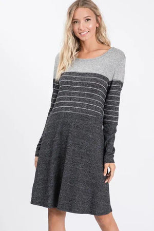 Laurel Brushed Hacci Long Sleeve Dress - Black