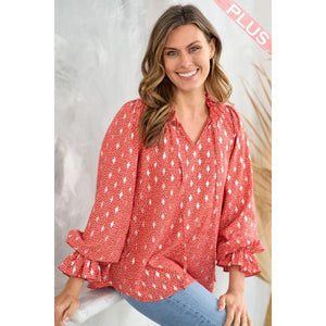 Tawnie Long Sleeve Blouse - Red