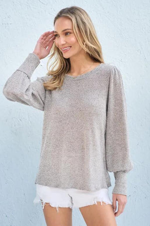 Georgia Sweater Look Knit Top - Taupe