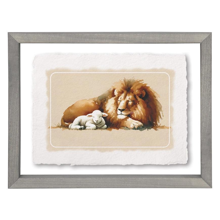 Lion Lamb Art - Floating Wall Art Rectangle