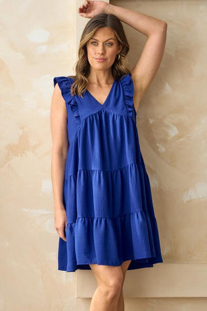 Lola V-Neck Dress - Royal Blue