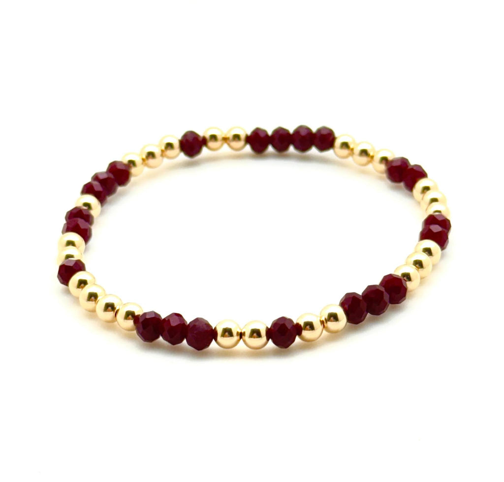 NLHD 14K Gold Filled + Maroon Crystals Bracelet