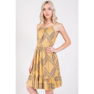 Kawaii Halter Neck Dress - Mustard