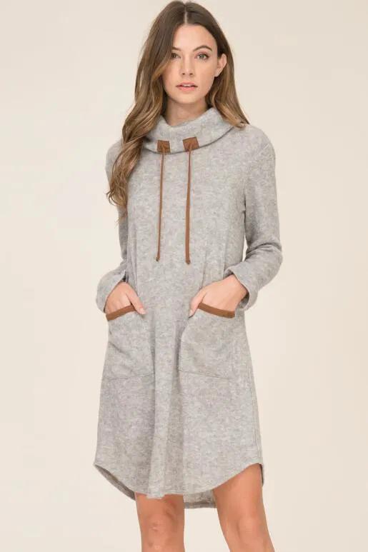 Poppy Sweater Tunic Dress - Grey