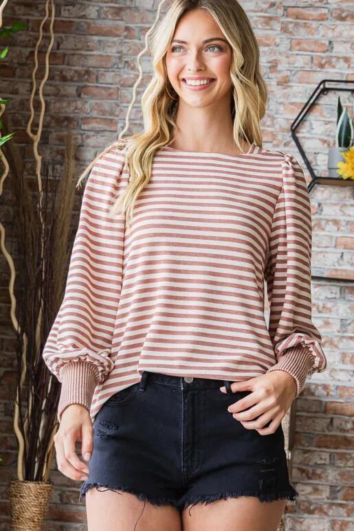 Ashley Boat Neck Top - Rust