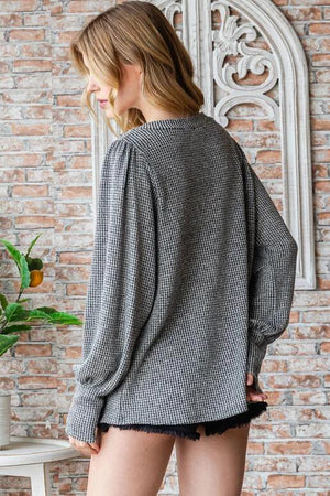 Georgia Sweater Look Knit Top - Grey