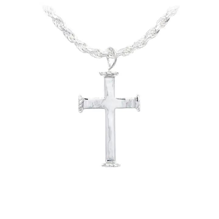 Men's Cross Pendant Sterling Silver 3mm Rope Chain