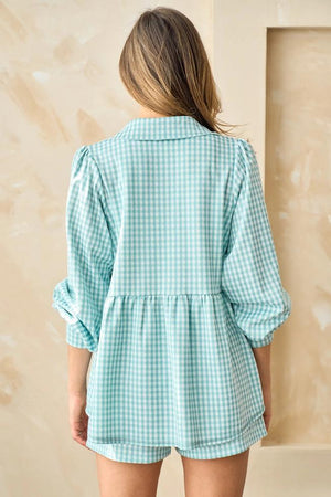 Posh Gingham Pattern Jacket - Mint