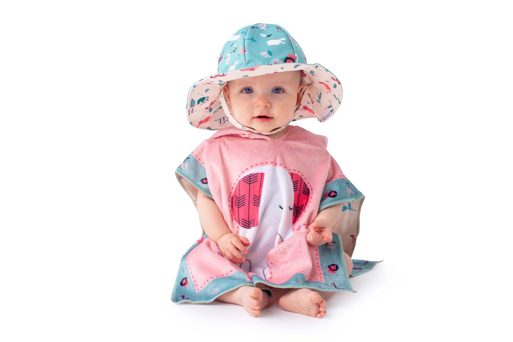 Kids UPF50+ Patterned Sun Hat - Pink Zoo