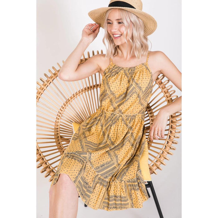 Kawaii Halter Neck Dress - Mustard