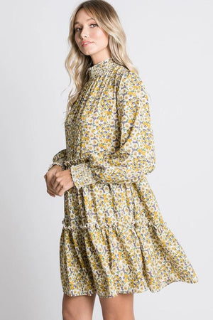 Willow Floral Print Dress - Yellow