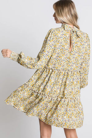 Willow Floral Print Dress - Yellow