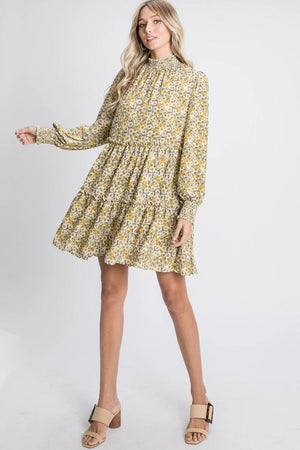 Willow Floral Print Dress - Yellow