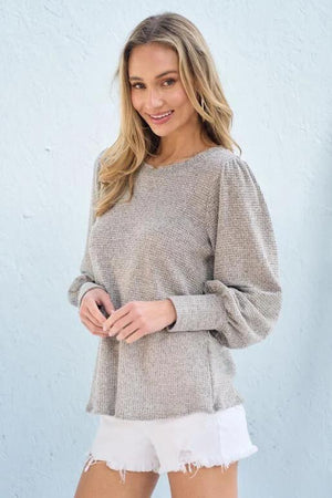 Georgia Sweater Look Knit Top - Taupe