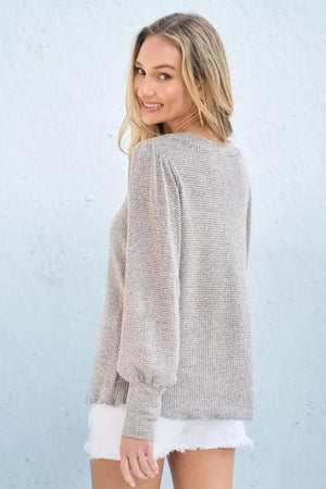 Georgia Sweater Look Knit Top - Taupe