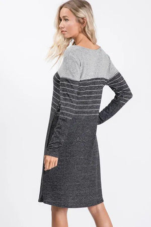 Laurel Brushed Hacci Long Sleeve Dress - Black