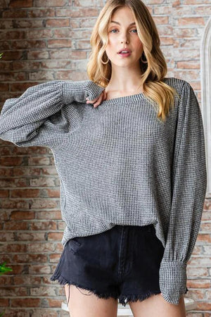 Georgia Sweater Look Knit Top - Grey