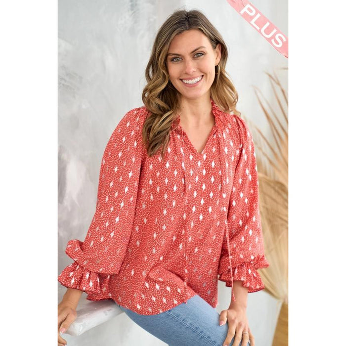 Tawnie Long Sleeve Blouse - Red