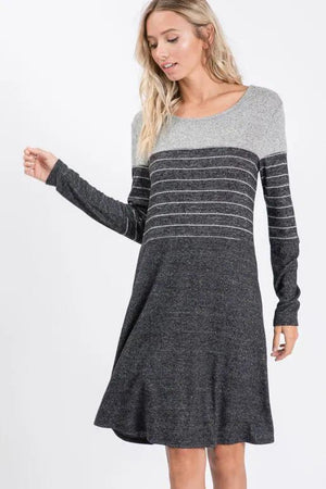 Laurel Brushed Hacci Long Sleeve Dress - Black