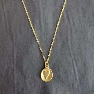 Organic Matte Gold Heart Necklace