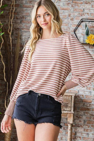 Ashley Boat Neck Top - Rust