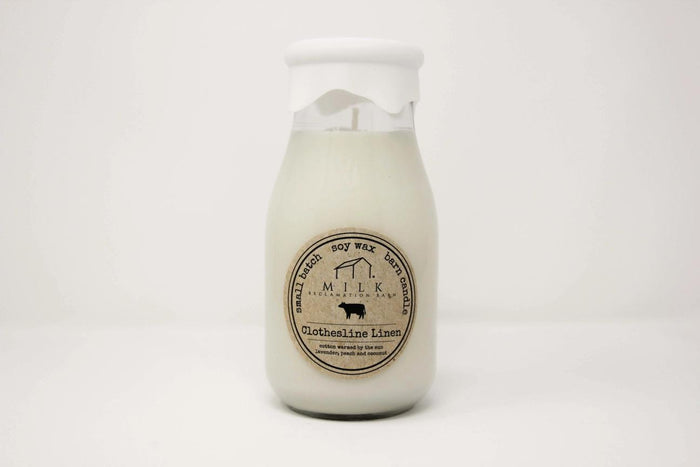 Milk Bottle Candle - Clothesline Linen