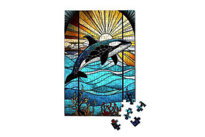 Mini Jigsaw Puzzle - Stained Glass Orca