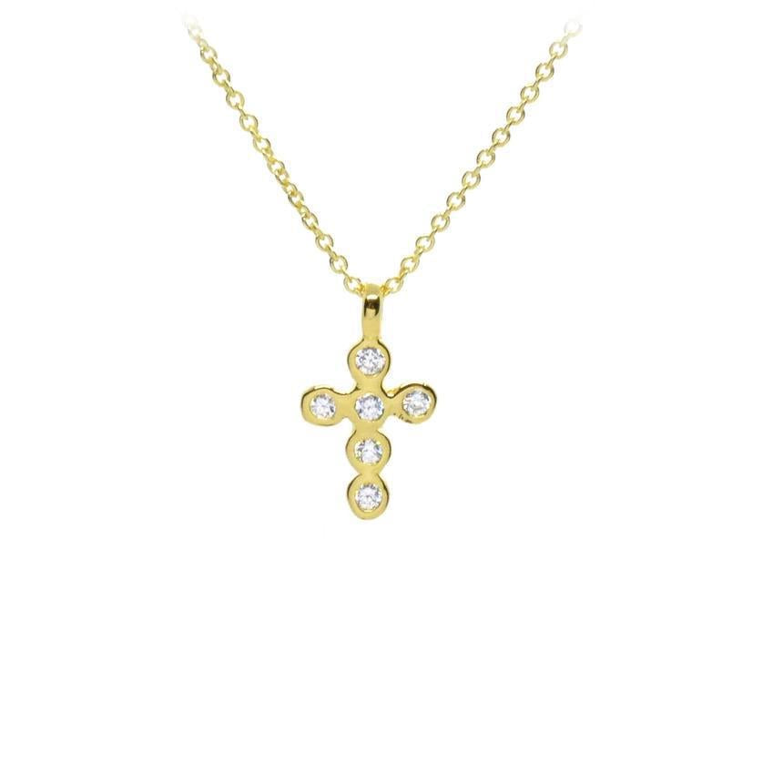 Small Crystal Cross Pendant - Small Cable Chain