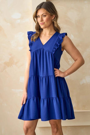 Lola V-Neck Dress - Royal Blue