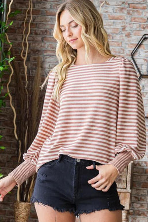 Ashley Boat Neck Top - Rust