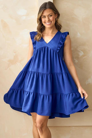 Lola V-Neck Dress - Royal Blue